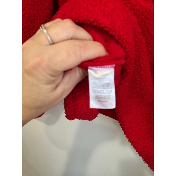 LOFT Red Fleece Pullover Cozy Casual Valentine Winter Top Size XL - Picture 6 of 8